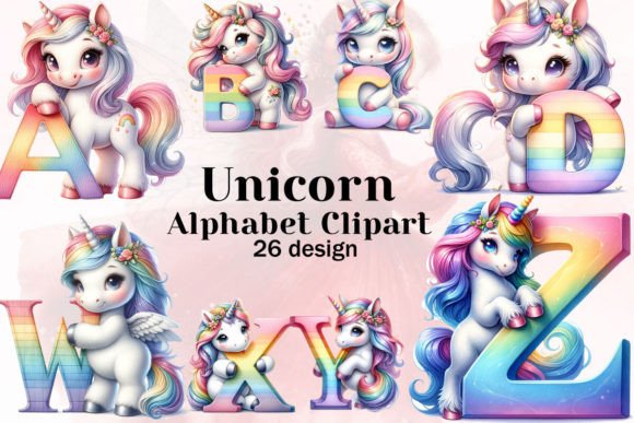 Download Cute Unicorn Alphabet Clipart PNG - Unicorn Collection